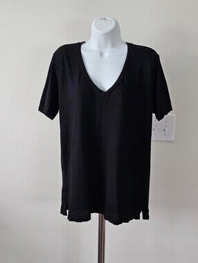 Michael Stars Levi V Neck Tee Black Size OS NWT